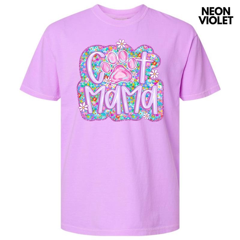 Lavender Floral Cat Mama Comfort Colors T-Shirt 'NLB' Hoodie Sweatshirt | PrintMintTees.com