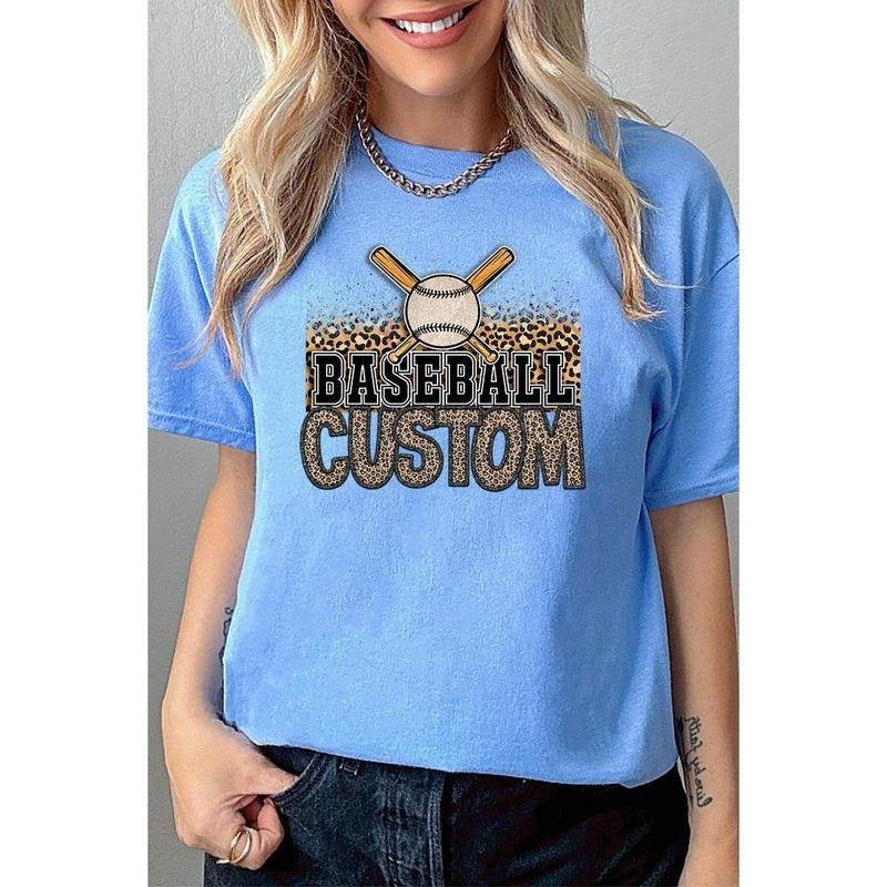 Leopard Baseball Custom Name Short Sleeve Relaxed Fit T-Shirt Hoodie Sweatshirt | PrintMintTees.com
