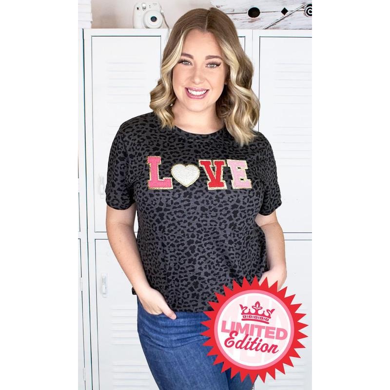 Leopard Big Heart Love Ideal Chenille T-Shirt Hoodie Sweatshirt | PrintMintTees.com