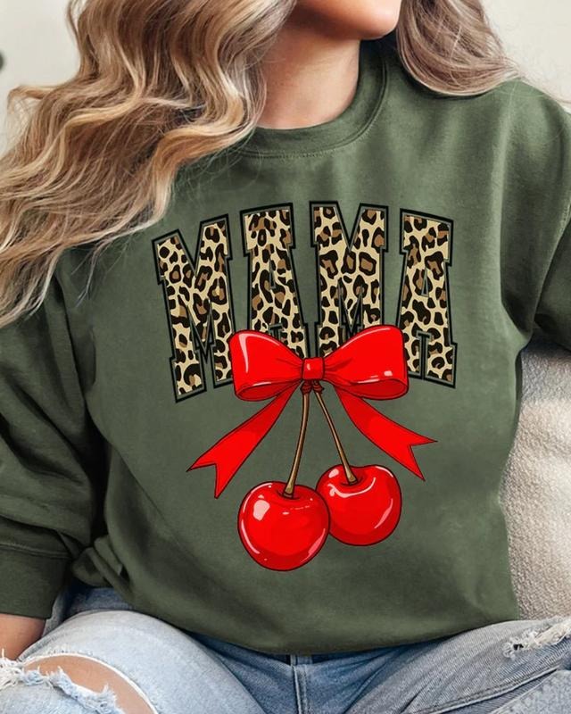Leopard Cherry Mama Unisex NuBlend Crew Sweatshirt Shirt Hoodie | PrintMintTees.com