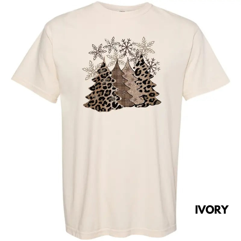 Leopard Christmas Trees Comfort Colors T-Shirt Hoodie Sweatshirt | PrintMintTees.com
