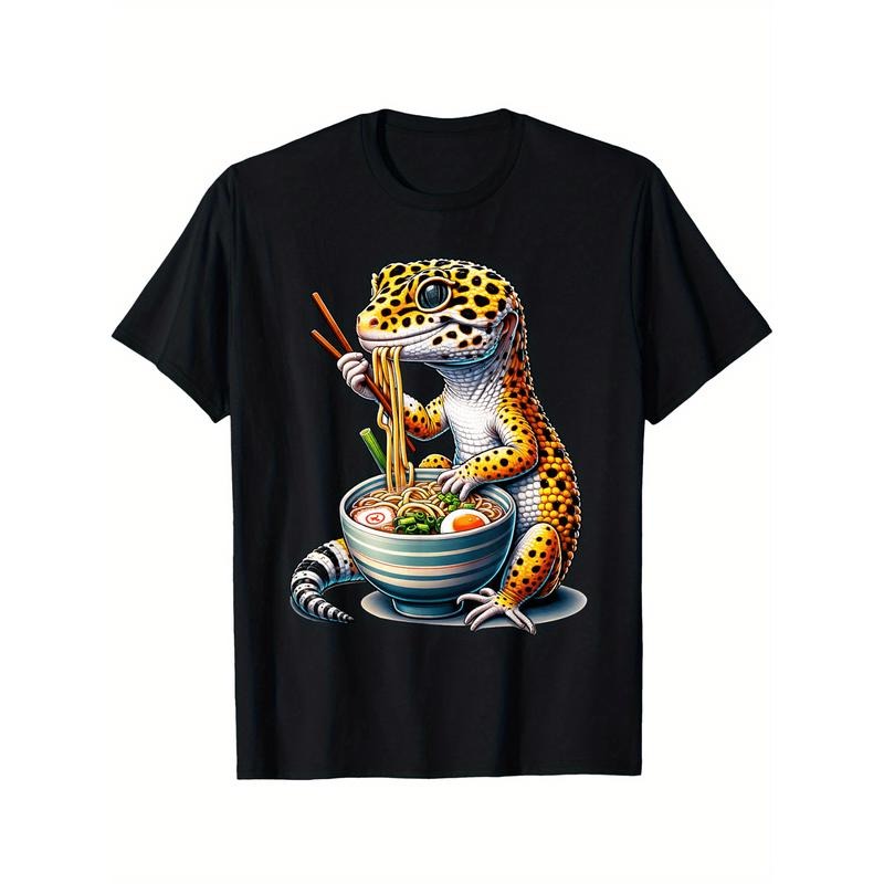 Leopard Gecko Ramen Eating Noodles Bowl Yummy Gecko T-Shirt made in usa Hoodie Sweatshirt | PrintMintTees.com