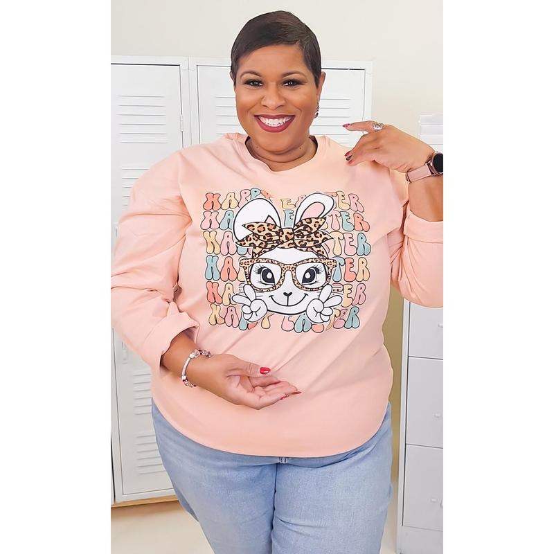 Leopard Happy Easter Bunny Adult Boyfriend Long Sleeve T-Shirt Hoodie Sweatshirt | PrintMintTees.com