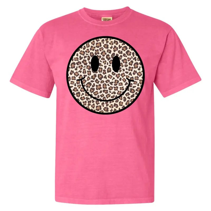 Leopard Happy Face Comfort Colors T-Shirt 'NLB' Hoodie, Sweatshirt | PrintMintTees.com