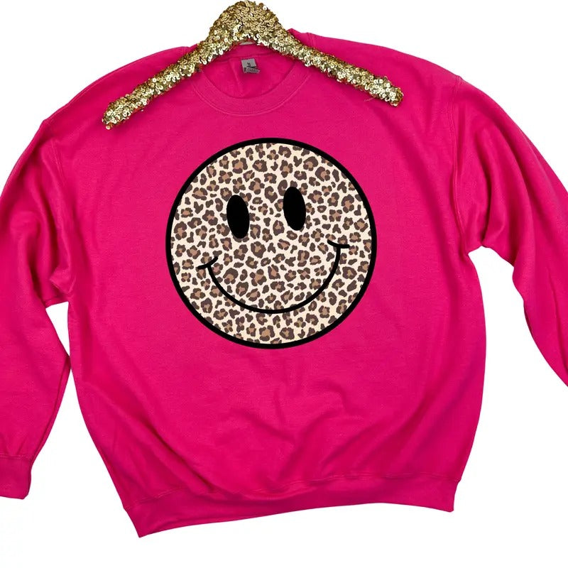 Leopard Happy Face Sweatshirt 'NLB' T-Shirts, Hoodie | PrintMintTees.com