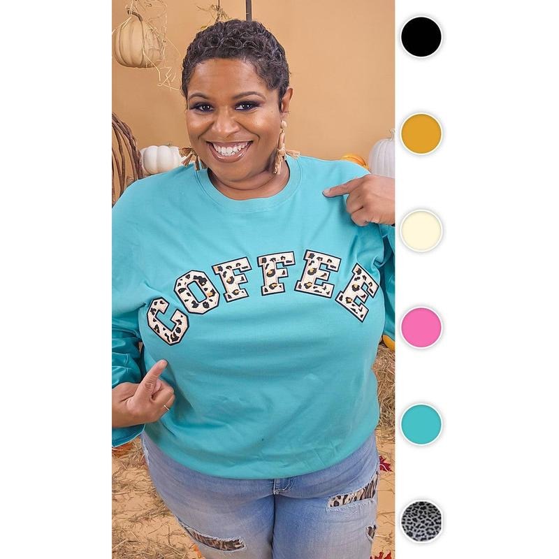 Leopard Ideal Chenille Coffee Graphic Boyfriend Long Sleeve T-Shirt Hoodie Sweatshirt | PrintMintTees.com