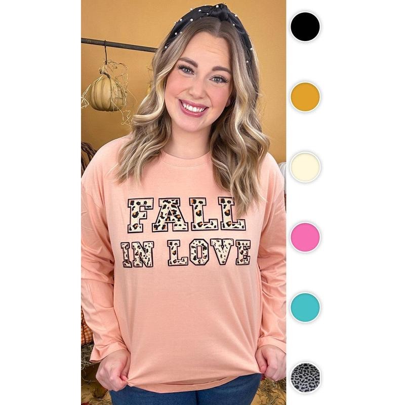 Leopard Ideal Chenille Fall in Love Graphic Boyfriend Long Sleeve T-Shirt Hoodie Sweatshirt | PrintMintTees.com