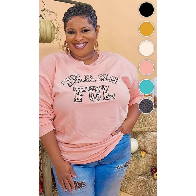 Leopard Ideal Chenille Thankful Graphic Boyfriend Long Sleeve T-Shirt Hoodie Sweatshirt | PrintMintTees.com