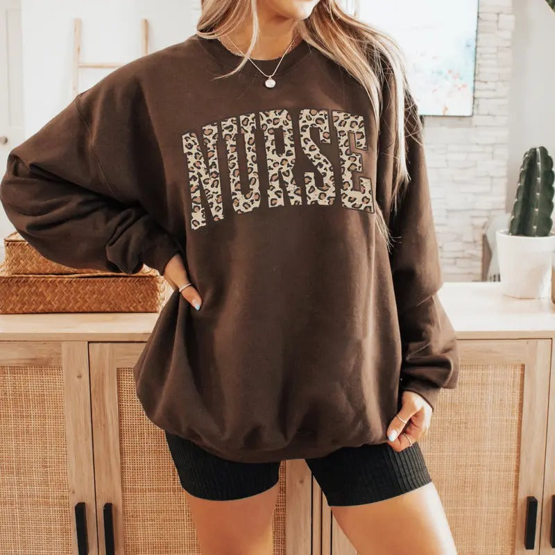 Leopard Nurse Sweatshirt, Healthcare Hospital Nurse Shirt, Nurse Shirt, Shirt for Nurse, Nursing Shirt for Nurse, ER RN...