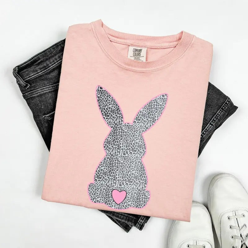 Leopard Print Bunny, Easter, Bunny, Jesus, Rabbit, Holiday Tshirt, Women's Comfort Colors Tee Hoodie, Sweatshirt