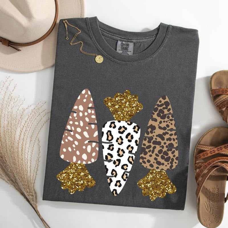 Leopard Print Carrots, Easter, Bunny, Jesus, Rabbit, Holiday Tshirt, Women's Comfort Colors Tee Hoodie, Sweatshirt