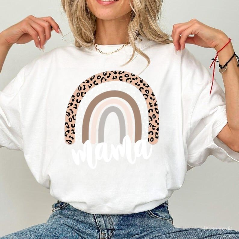 Leopard Rainbow Mama Shirt, Blessed Mama Shirt, Mom Shirt, Mother_s Day Gift, Hoodie Sweatshirt | PrintMintTees.com