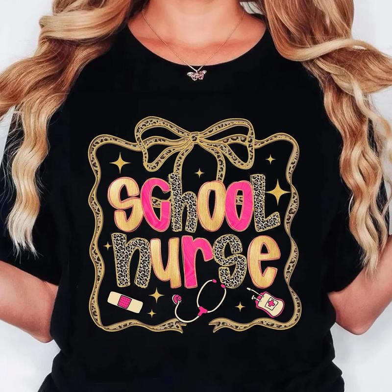 Leopard School Nurse Shirt, Coquette Leopard Shirt, RN ER ICU Shirt, Nursing School, Nurse Gift Shirt, Nurse Shirt Hoodie...