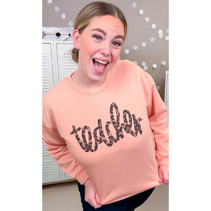 Leopard Script Teacher Graphic Sweatshirt Shirt Hoodie | PrintMintTees.com