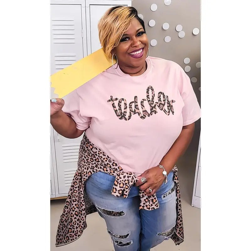 Leopard Script Teacher Graphic T-Shirt Hoodie Sweatshirt | PrintMintTees.com