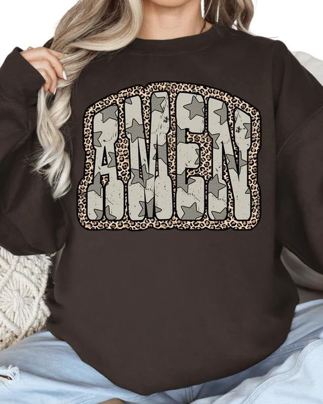 Leopard Star Amen Unisex NuBlend Crew Sweatshirt Shirt Hoodie | PrintMintTees.com