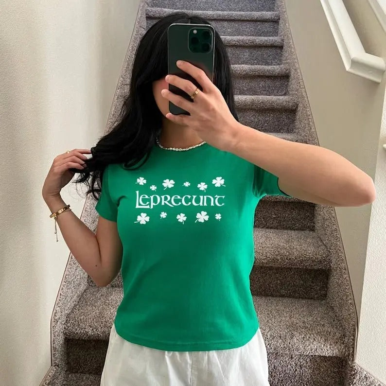Leprecunt Women's Baby Tee - LEPRECUNT St. Patrick's Day Women's Baby Tee- Leprecunt Shirt, Funny Irish Graphic tee for...