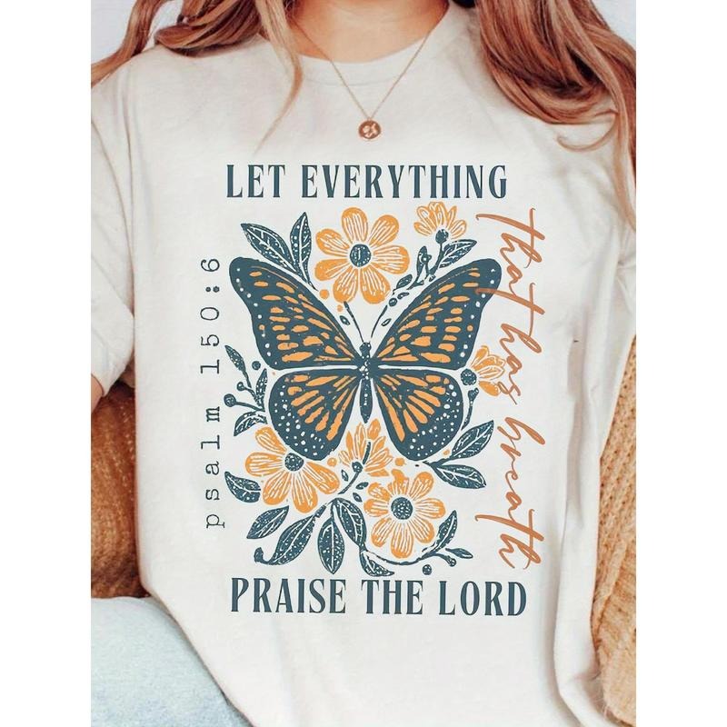 Let Everything Breathe Praise the Lord Christian Bohemian Cotton Print Women's T-Shirt Hoodie Sweatshirt | PrintMintTees.com