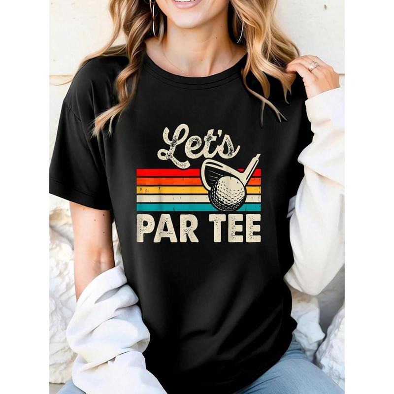 Let'S Par Tee Funny Golf Pun Dad Party Golfer Father'S Day T-Shirt - 100% Women'S Casual Short Sleeve Crew Neck T-Shirt...