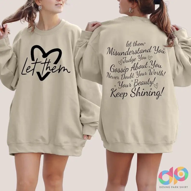 Let Them Sweatshirt, Mental Health Hoodie, Self Worth, Self Love Sweater, Inspirational Quotes, Trendy Sweatshirt,...