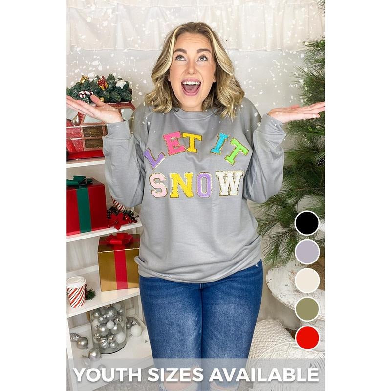 Let it Snow Chenille Sweatshirt Shirt Hoodie | PrintMintTees.com