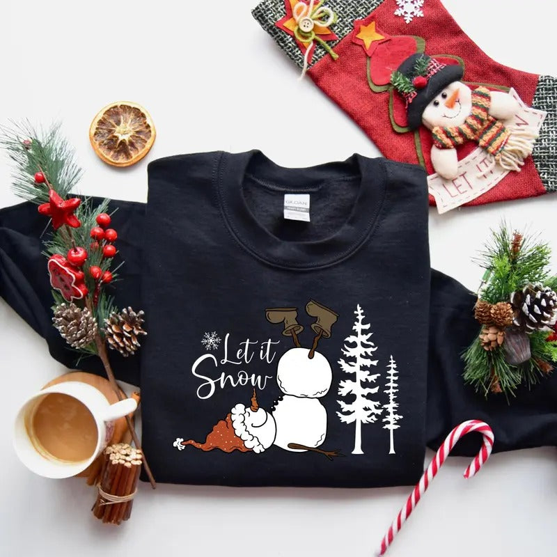 Let it Snow Christmas Snowman Sweatshirt, Christmas Sweatshirt, Snowman Shirt, Snowman T-Shirt, Christmas Crewneck,...