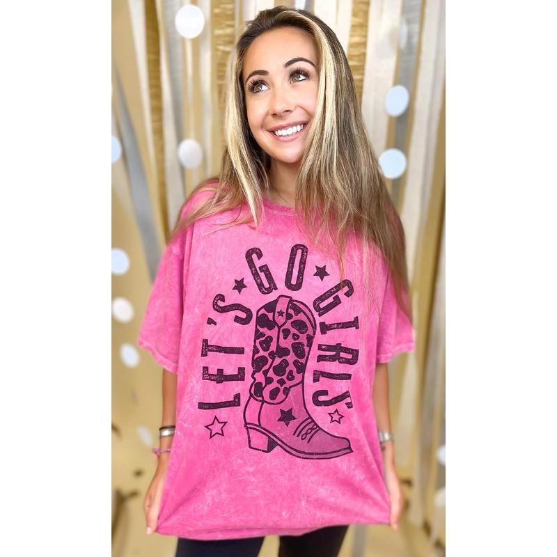 Let's Go Girls Mineral Washed Graphic Shirt Hoodie Sweatshirt | PrintMintTees.com