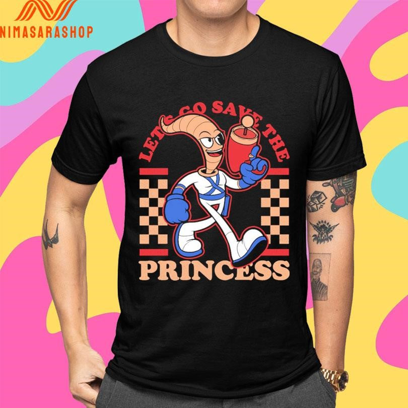 Let’s Go Save The Princess Earthworm Shirts