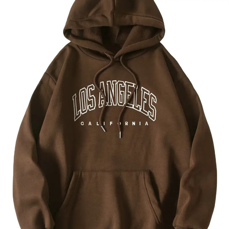 Letter Print Drawstring Vintage Drop Shoulder Thermal Long Sleeve T-Shirts, Hoodie, Sweatshirt