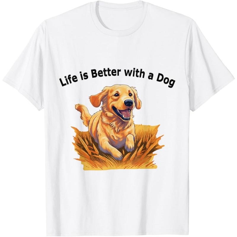 "Life is Better with a Dog" Golden Retriever for Dog Lovers T-Shirt.made in usa Hoodie Sweatshirt | PrintMintTees.com