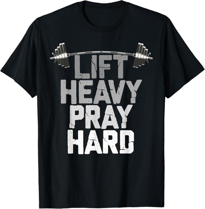 Lift Heavy Pray Hard, Weight Lifting Christian Gym T-Shirt Hoodie Sweatshirt | PrintMintTees.com