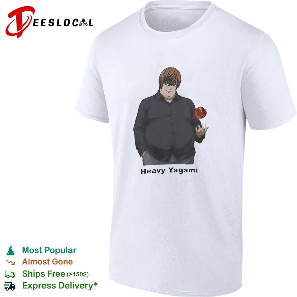 Light Death Note fat anime Heavy Yagami shirt