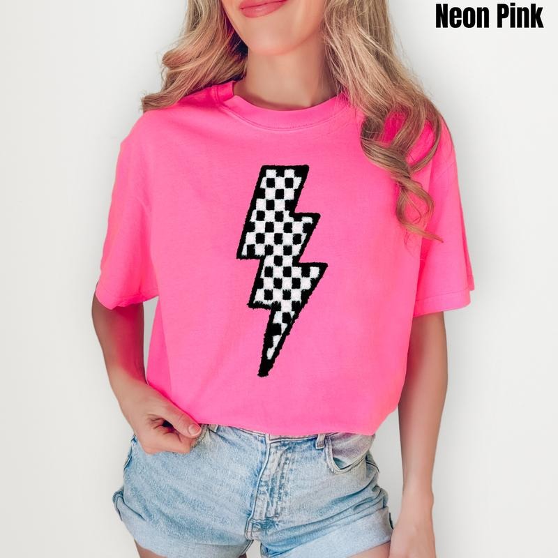 Lightning Bolt Fluffy Patch Comfort Colors T-Shirt Hoodie, Sweatshirt | PrintMintTees.com