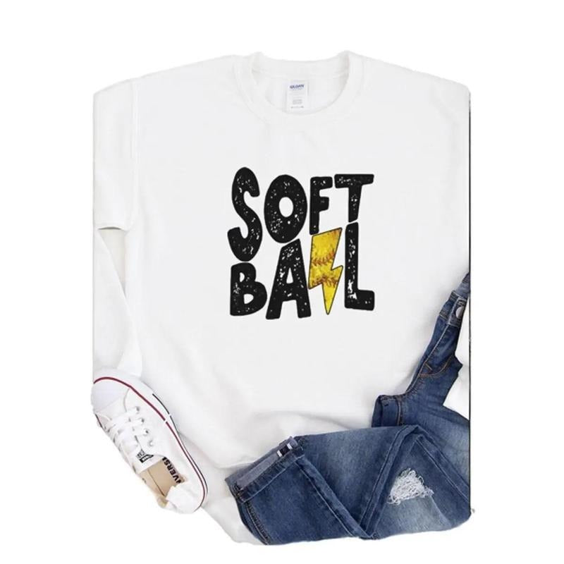 Lightning Strike Softball Heavy-weight Crew Sweatshirt Shirt Hoodie | PrintMintTees.com