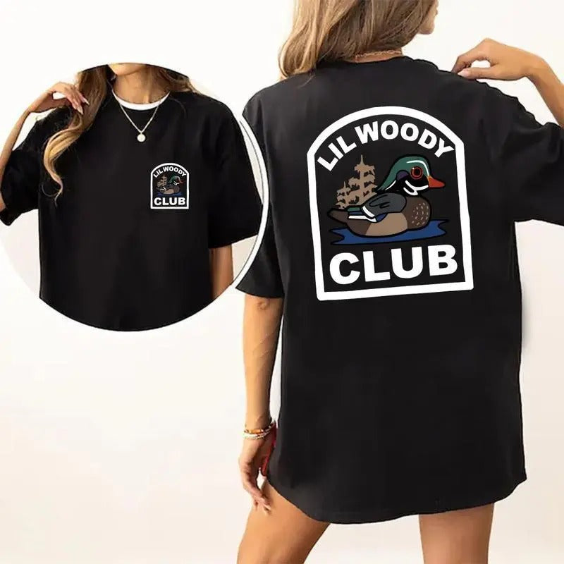 Lil Woody Club Short Sleeve Tee, Vintage Graphic Tee, Unisex Cotton 2 Sides Shirt, Full Sizes, Full Colors, For Men, For...