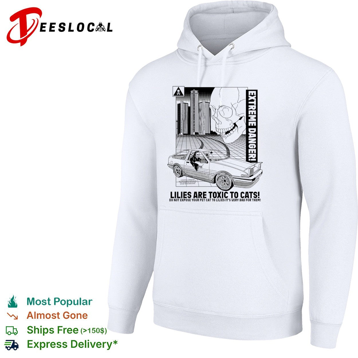 Lilies Are Toxic To Cats Extreme Danger Grim Reaper Toyota AE86 Drift Car shirt