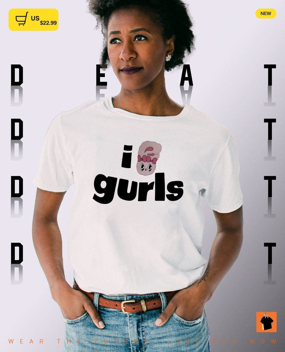 Lily wearing I love Gurls shirt