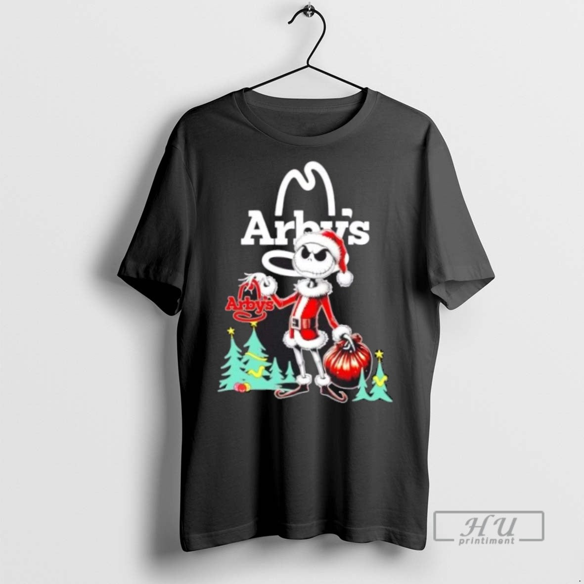 Limited Edition Arbys X Jack Skellington Santa Isnt Real Christmas Graphic Tee Shirt Sweatshirt Hoodies