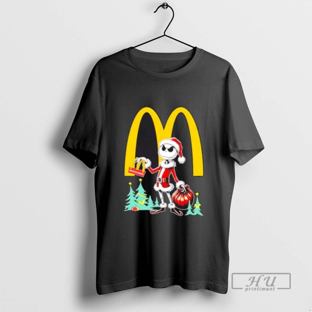 Limited Edition Mcdonalds X Jack Skellington Santa Isnt Real Christmas Graphic Tee Shirt Sweatshirt Hoodies