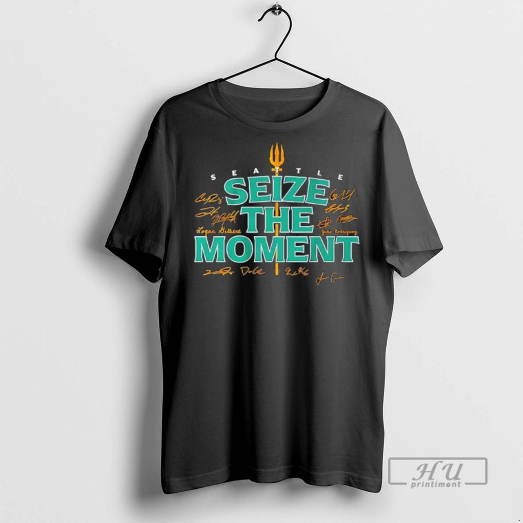 Limited Edition Seattle Mariners Baseball Seize The Moment All Signatures Graphic Tee Shirt Sweatshirt Hoodies