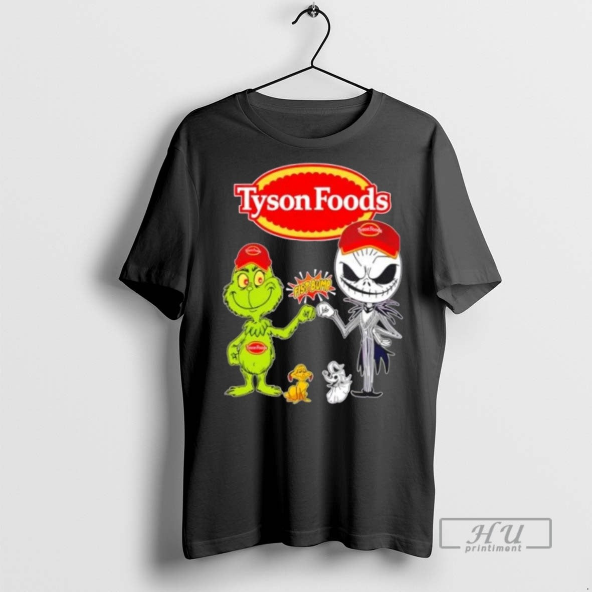 Limited Edition Tyson Foods X Grinch And Jack Skellington Fist Bump Uniwilling Friends Graphic Tee