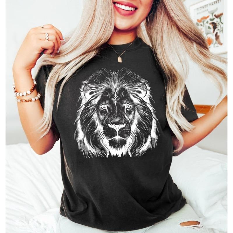 Lion face shirt,majestic Lion Shirt,wild Lion shirt,animal lover shirt,animal shirt,animal face shirt,African Tribal...