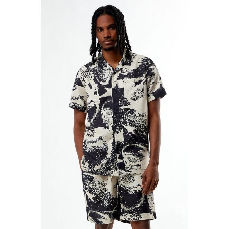 Lira Men's Disintegration Woven Camp Shirt Hoodie, Sweatshirt | PrintMintTees.com