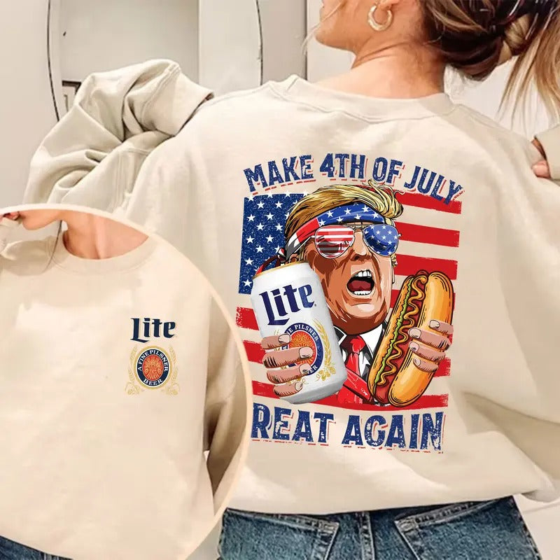 Lite Trump Make 4th of July Great Again Shirt, Sweatshirt, Hoodie | PrintMintTees.com