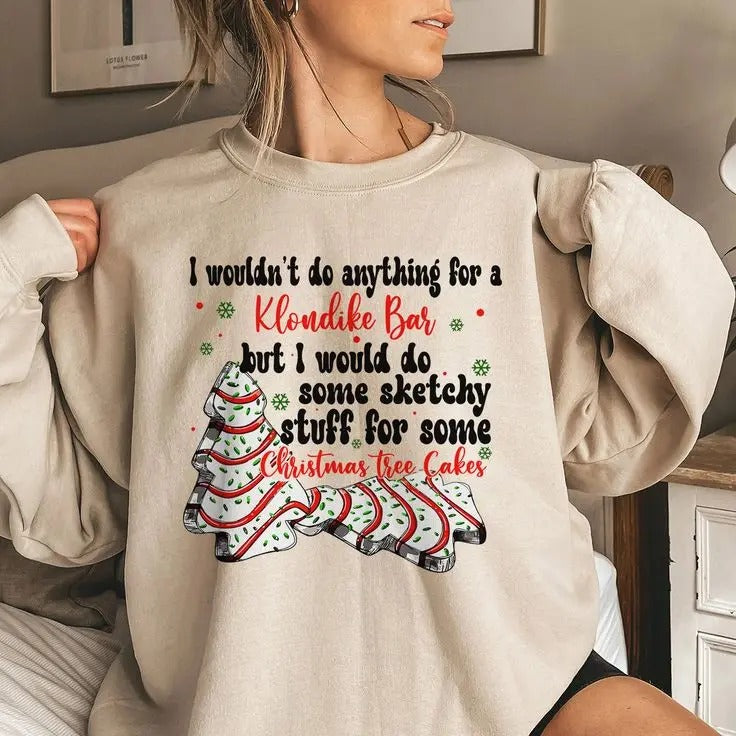 Little Debbie Holiday Cake Sweatshirt, Little Debbie Sweatshirt, Funny Xmas Crewneck, Christmas Tree Sweatshirt, Tree...