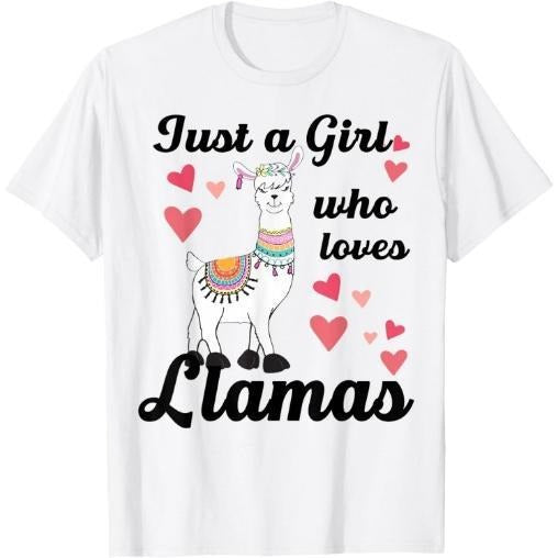Llama-Shirt Girl Who Love Llamas Cute Men Gift T-Shirt Made in USA Hoodie Sweatshirt | PrintMintTees.com