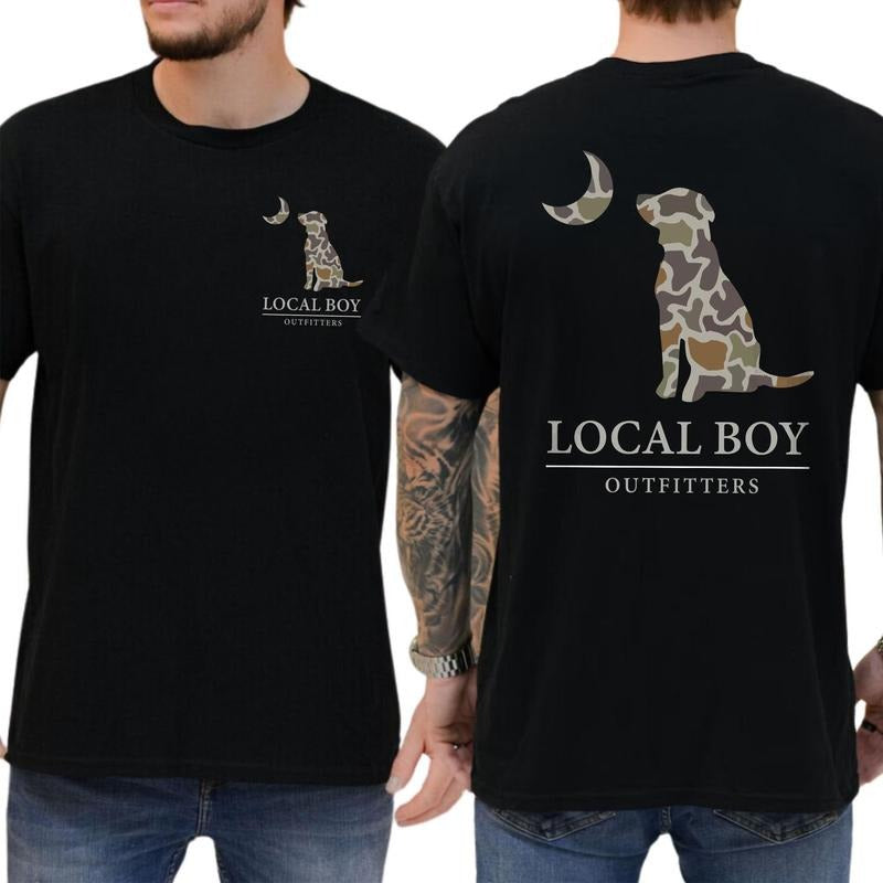 Local Boy Outfitters Camo Dog Shirt Soft Fabric Short Sleeve Shirt Cotton Top Menswear Hoodie Sweatshirt | PrintMintTees.com