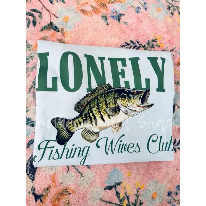 Lonely Fishing Wives T shirt  | Light Blue comfort colors T shirt Hoodie Sweatshirt | PrintMintTees.com