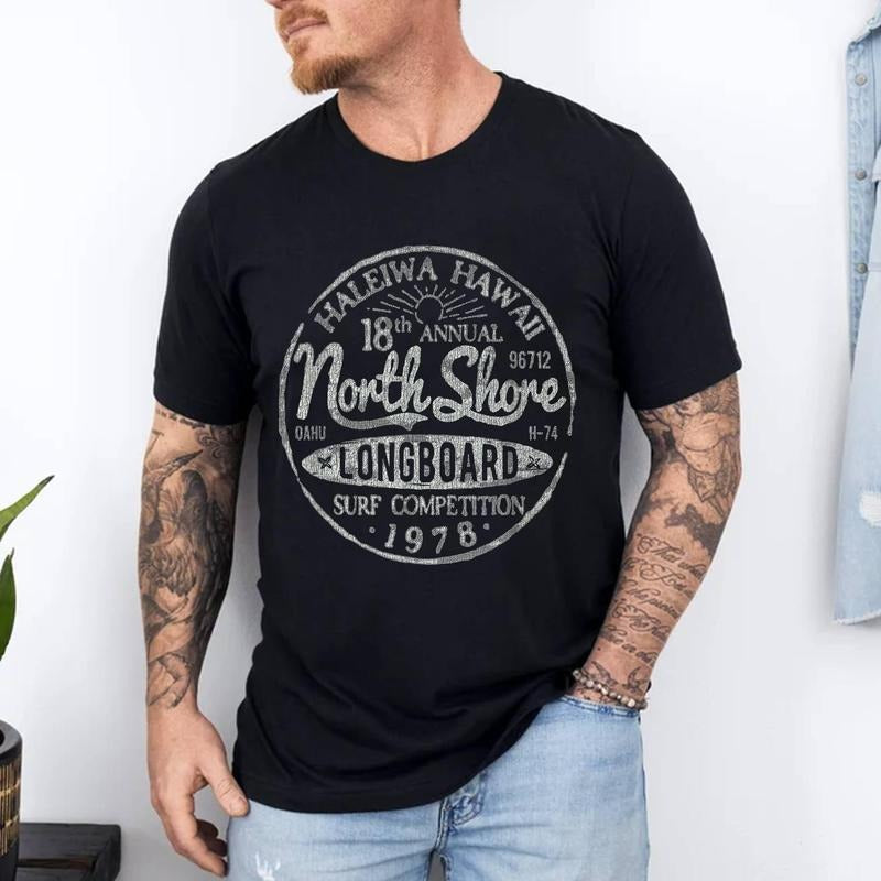 Long Board North Shore Surf Vintage Hawaii Beach T-Shirt | Unisex Cotton Tee, Short Sleeve, Size S-3XL Hoodie, Sweatshirt