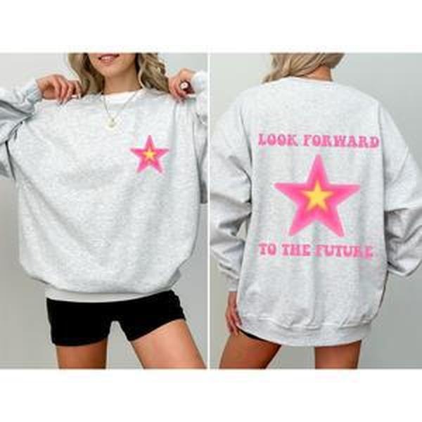 Look Forward To The Future, Retro, Aesthetic, Y2K Sweatshirt, Women's Crew Neck, Crewneck Shirt Hoodie | PrintMintTees.com